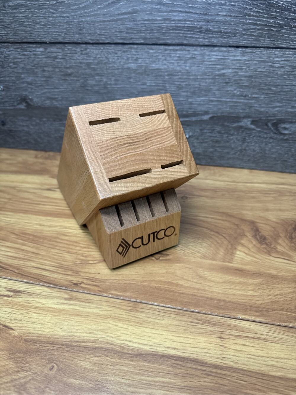 Cutco 8 Slot Wood Knife Storage Solid Block Holder Kitchen Made USA
